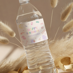 Pastel Spa Party Water Bottle Label Spa Pajama Birthday Party - editable Canva template gallery image