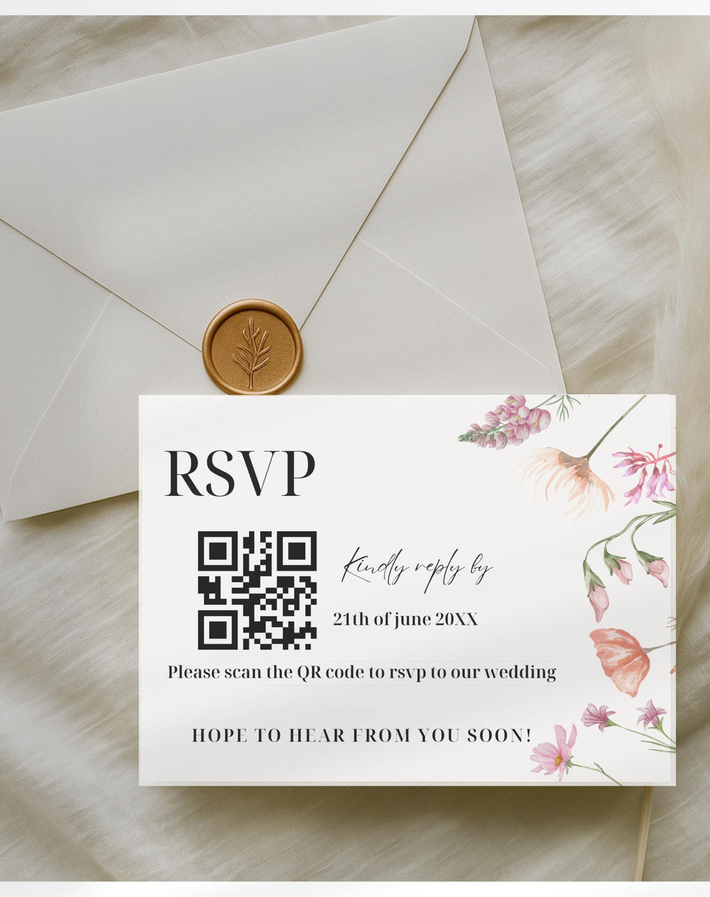 Pink Wildflower Birthday Brunch Invitation - customizable birthday invitation