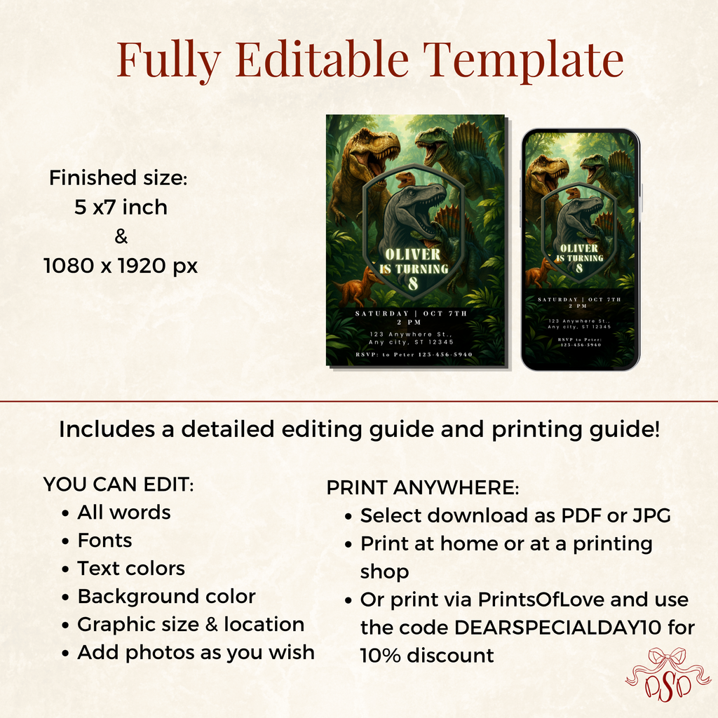 Prehistoric Dinosaur Birthday Invitation - styled invitation mockup