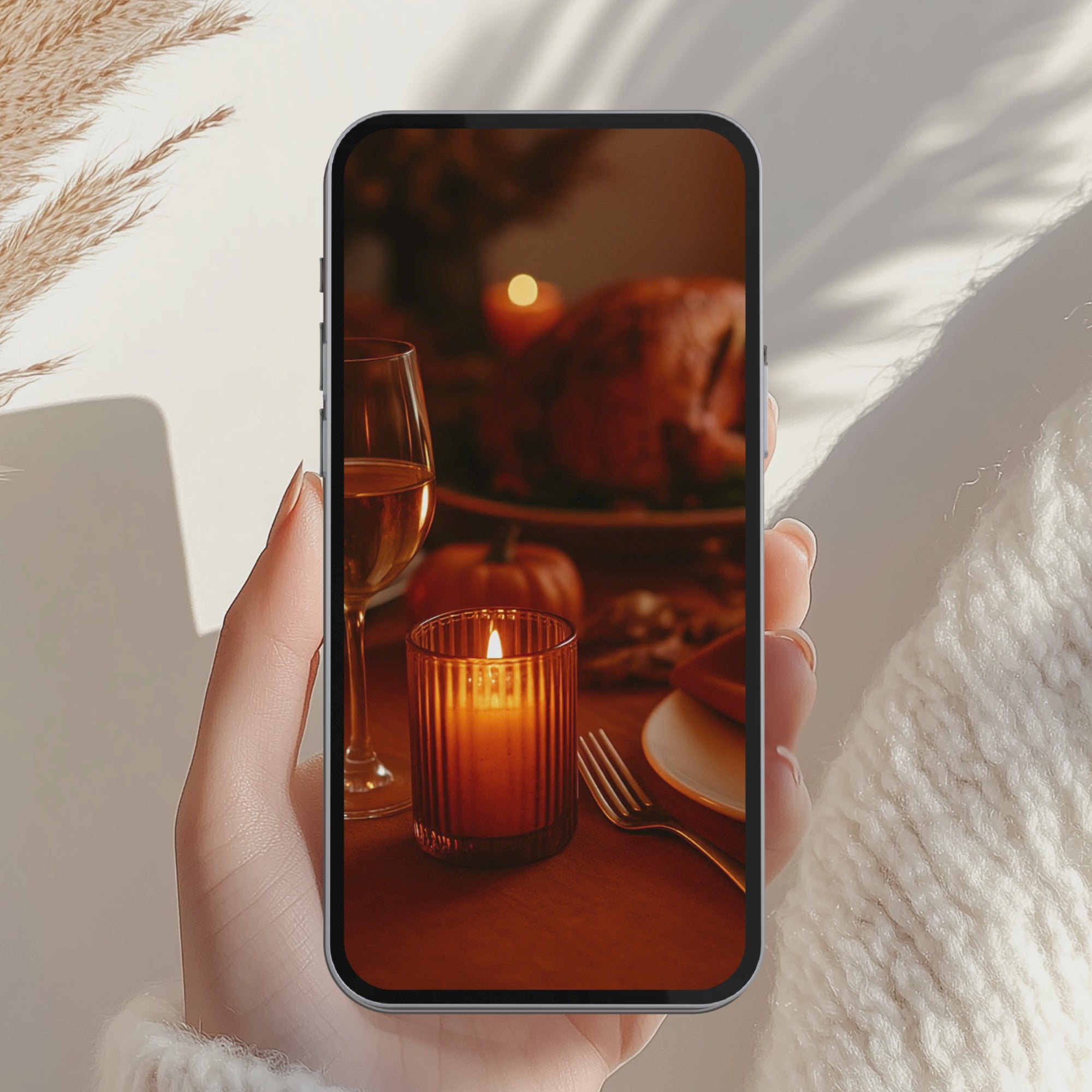 Cozy Candle Friendsgiving Dinner Invitation Animated Video
