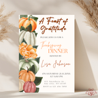 Pumpkin Orange and Green Thanksgiving Dinner Invitation - editable Canva template gallery image