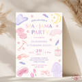 Purple Pink Pastel 8th Spa Jama Birthday Party Invitation - main design preview