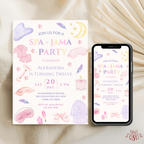 Purple Pink Sleepover 12th Spa Jama Birthday Party Invitation - editable Canva template gallery image