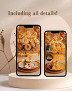 Rose Gold Birthday Brunch Invitation E-vite - editable digital template