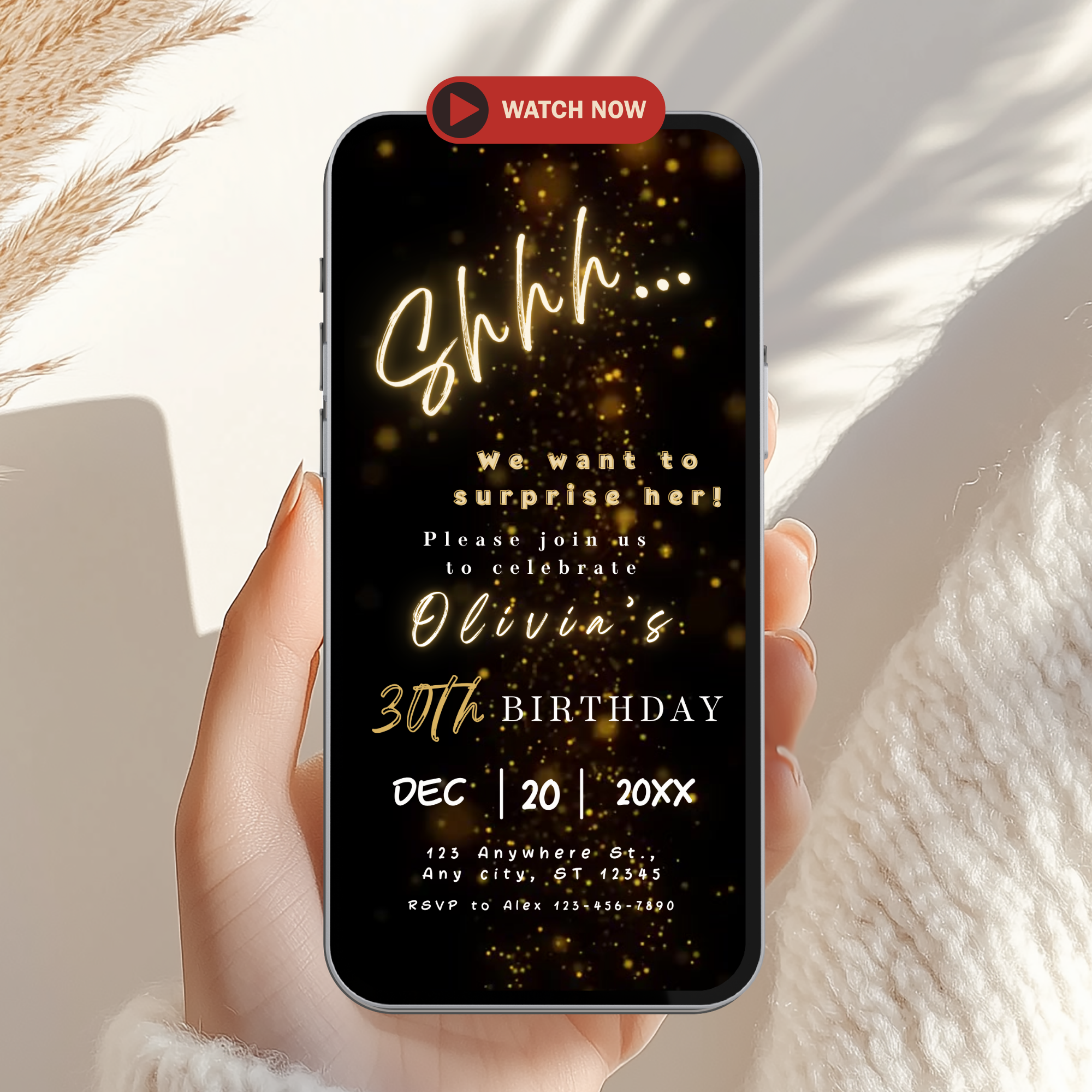 Shhh.. It's a Surprise Invitation 30th Birthday - main design preview