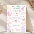Sleepover Pastel Pajama 11th Birthday Party Invitation - main design preview