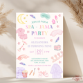 Spa Jama Pastel Sleepover 9th Birthday Party Invitation - main design preview