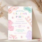 Spa Jama Sleepover Sleep Mask 11th Birthday Party Invitation - main design preview