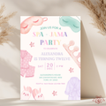 Spa Jama Sleepover Sleep Mask 12th Birthday Party Invitation - main design preview