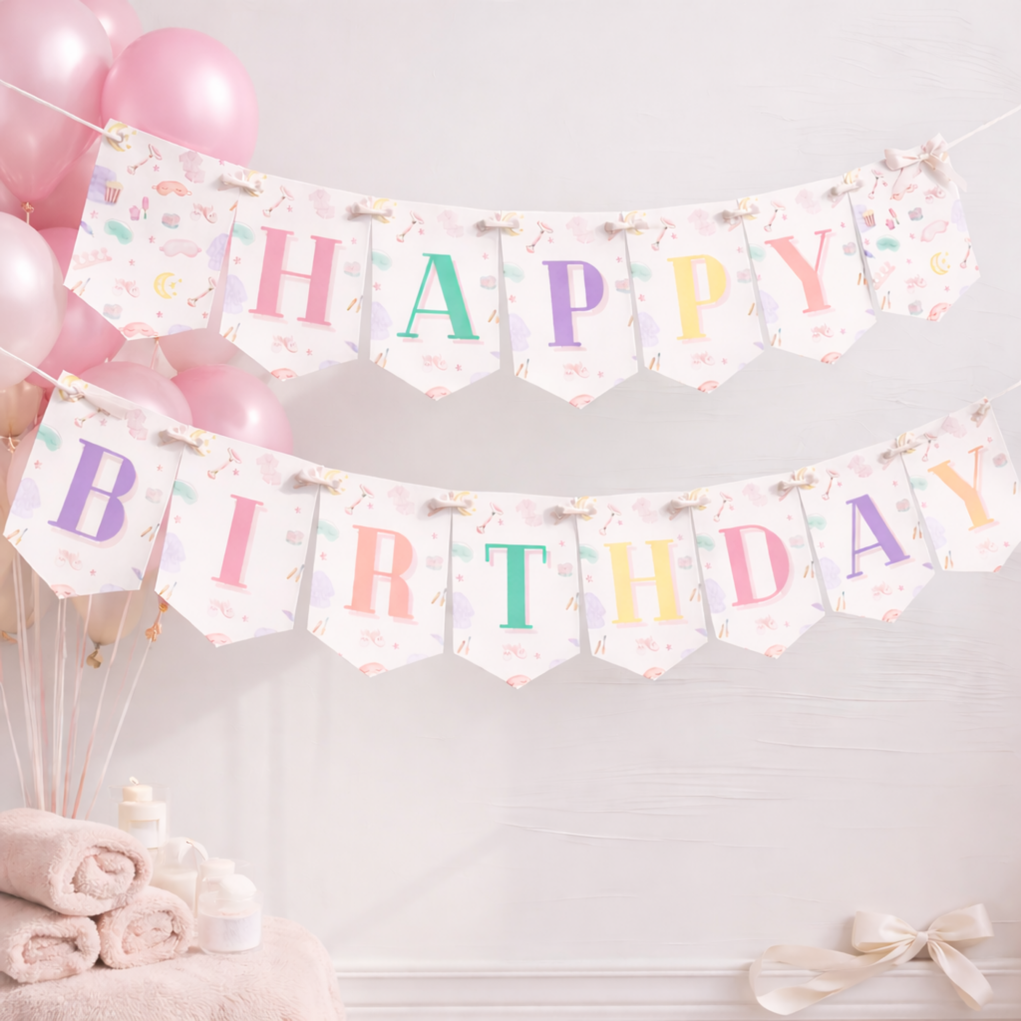 Spa Pajama Pastel Themed Party Banner - main design preview