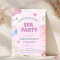 Spa Pink and Green Pamper Party 6th Birthday Invitation - main design preview