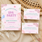 Spa Pink and Green Pamper Party 9th Birthday Invitation - printable invite design detail
