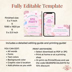Spa Pink and Green Pamper Party 9th Birthday Invitation - additional gallery view