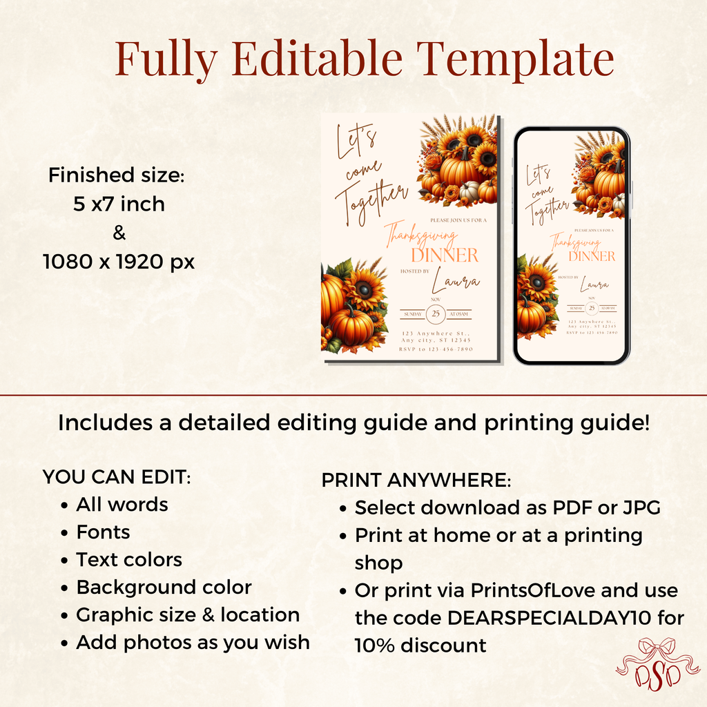 SunFlower Thanksgiving Dinner Invitation - additional gallery view