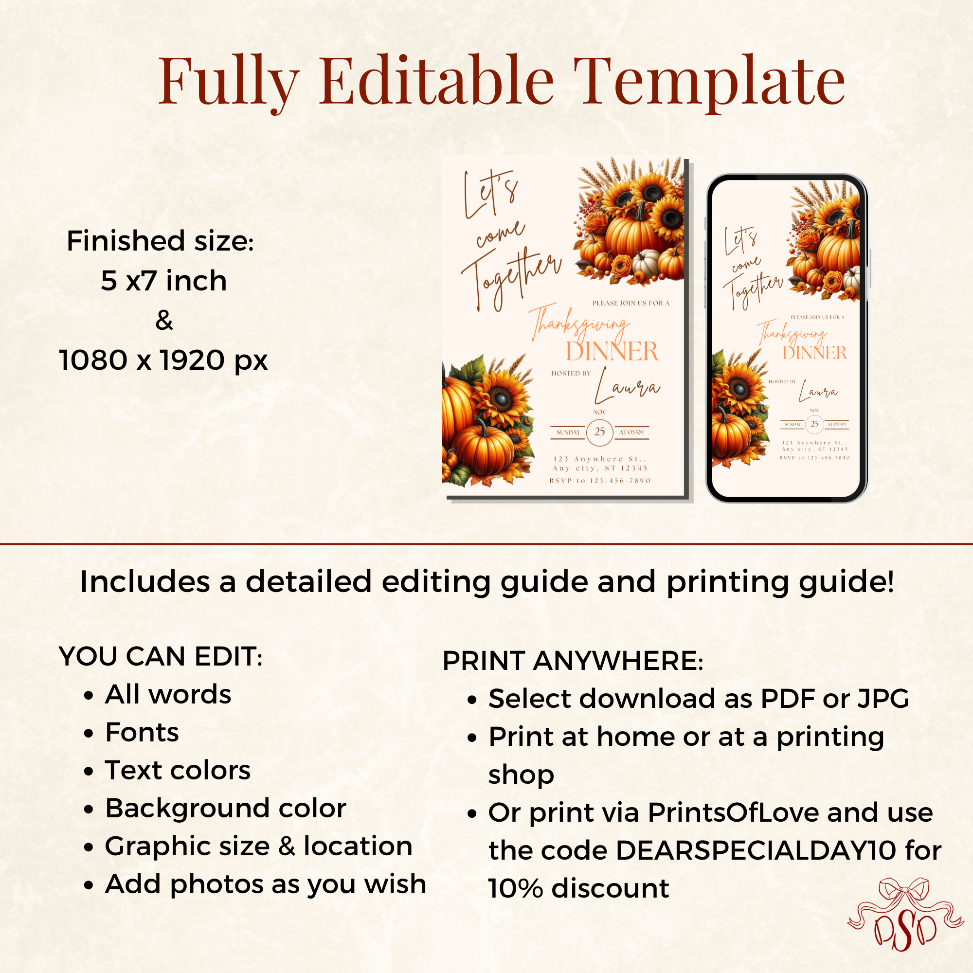 SunFlower Thanksgiving Dinner Invitation - additional gallery view