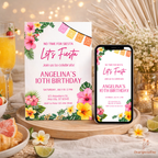Tropical Fiesta Birthday Invitation - editable Canva template gallery image