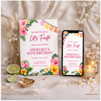 Tropical Fiesta Birthday Invitation - styled invitation mockup
