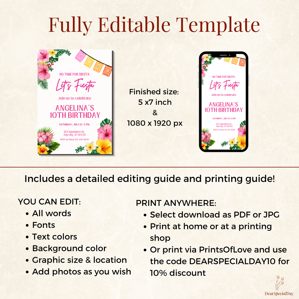 Tropical Fiesta Birthday Invitation - additional gallery view