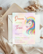 Unicorn Rainbow Pastel Birthday Invitation - additional gallery view