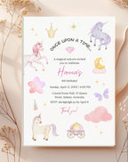 Unicorn Soft Pastel Storybook Birthday Invitation - main design preview