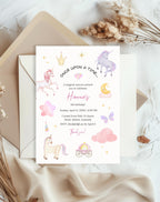 Unicorn Soft Pastel Storybook Birthday Invitation - printable invite design detail