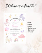 Unicorn Soft Pastel Storybook Birthday Invitation - styled invitation mockup