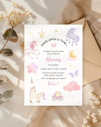 Unicorn Soft Pastel Storybook Birthday Invitation - additional gallery view