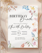 Watercolor Wildflower Birthday Brunch Invitation - editable Canva template gallery image